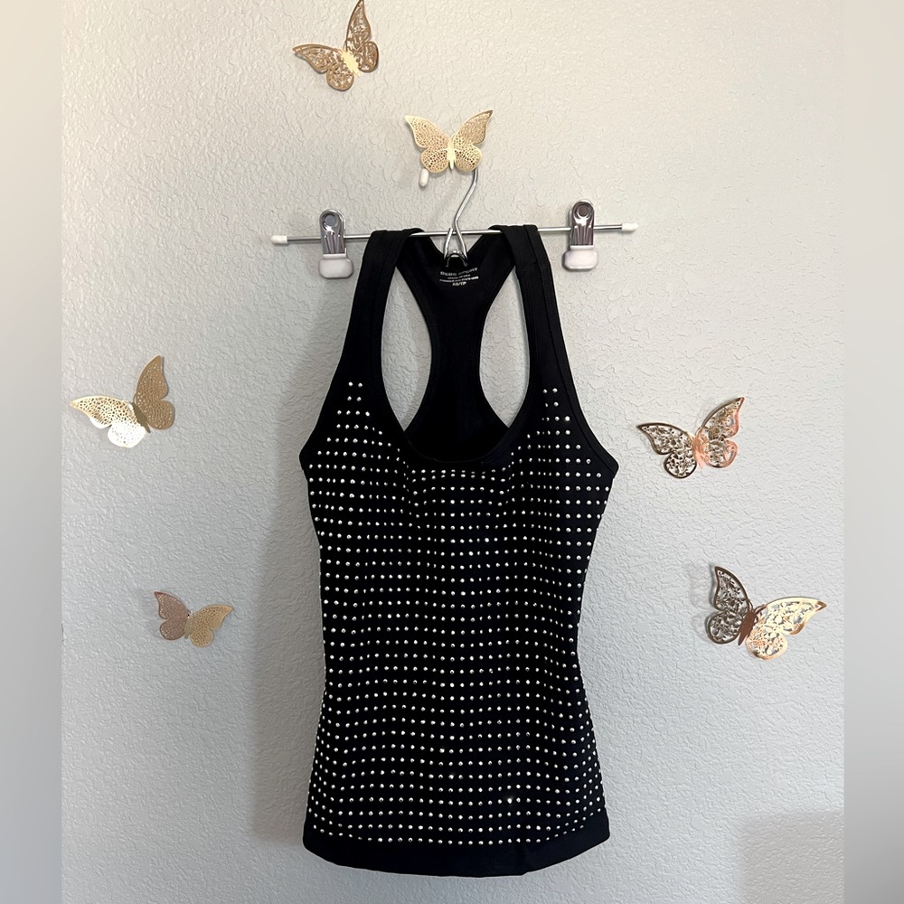 Bebe Sport Rhinestone Athletic Racerback Tank